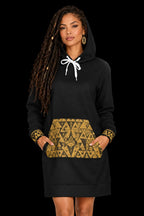 StoneYer Lum Lum Gold Hibiscus Hoodie Dress