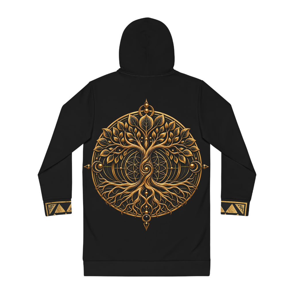 StoneYer Tree of Life Floral Geometric Hoodie Dress