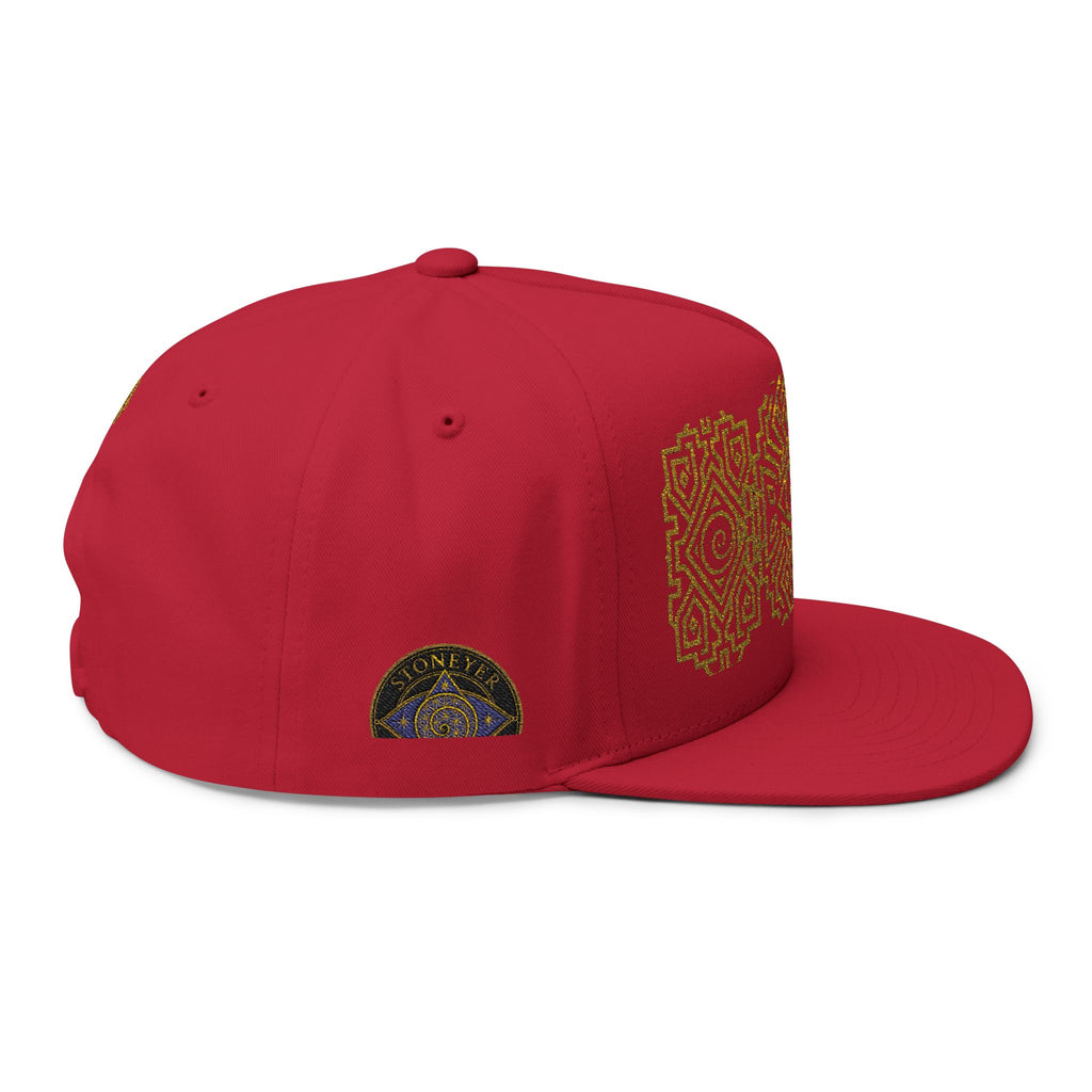 StoneYer Geometric Eye Embroidered Flat-Bill Cap