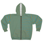 StoneYer Green & Gold Geometric Zip Hoodie