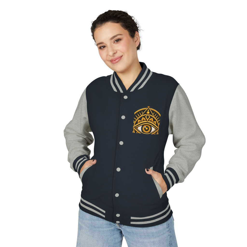 StoneYer Mystic Eye Letterman Jacket | Vintage Gold