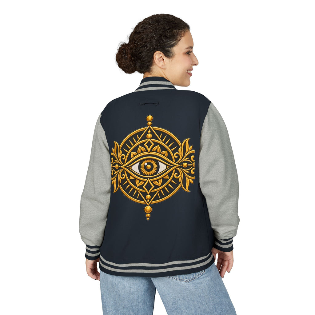 StoneYer Mystic Eye Letterman Jacket | Vintage Gold