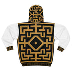 StoneYer Kuba-Inspired Black & Gold Geometric Zip Hoodie