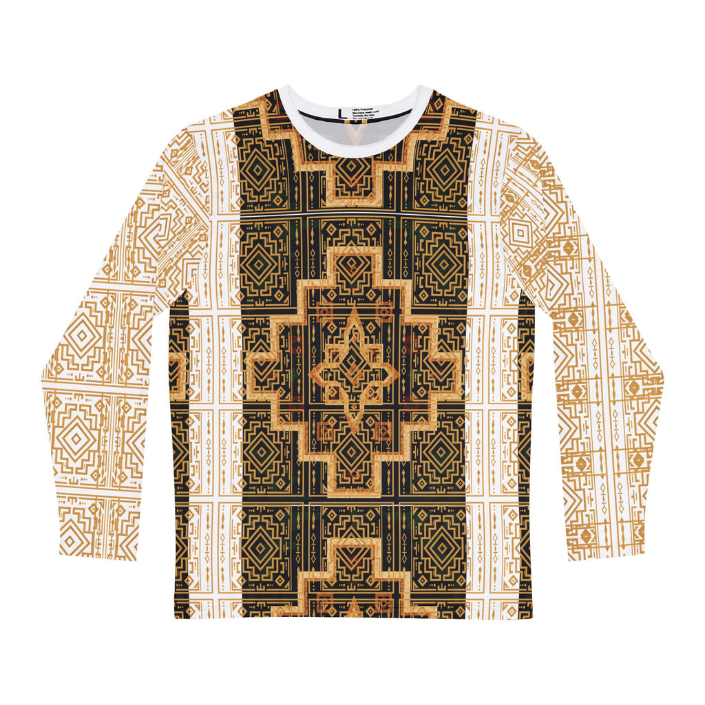 StoneYer Heritage-Inspired Geometric Long-Sleeve Shirt