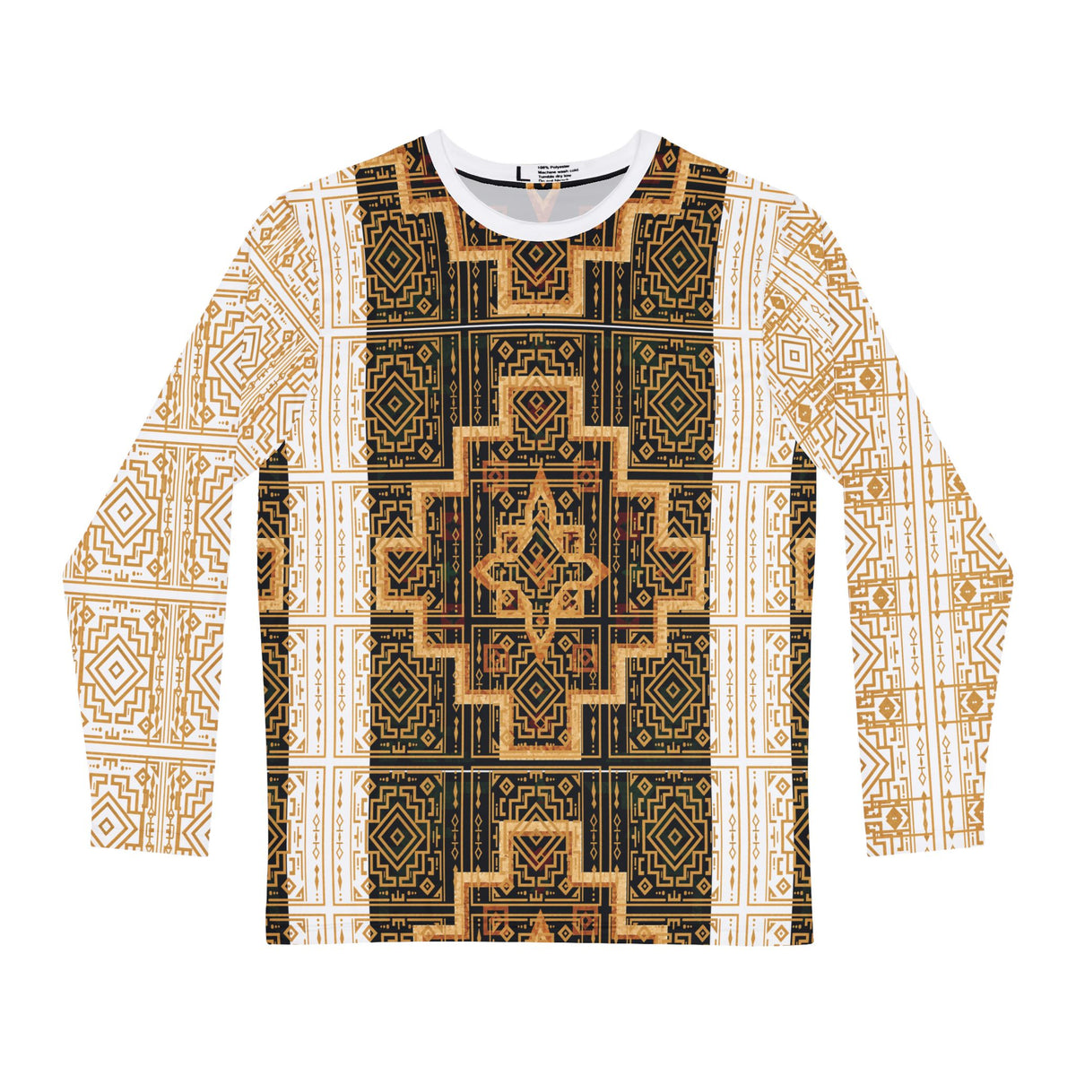 StoneYer Heritage-Inspired Geometric Long-Sleeve Shirt
