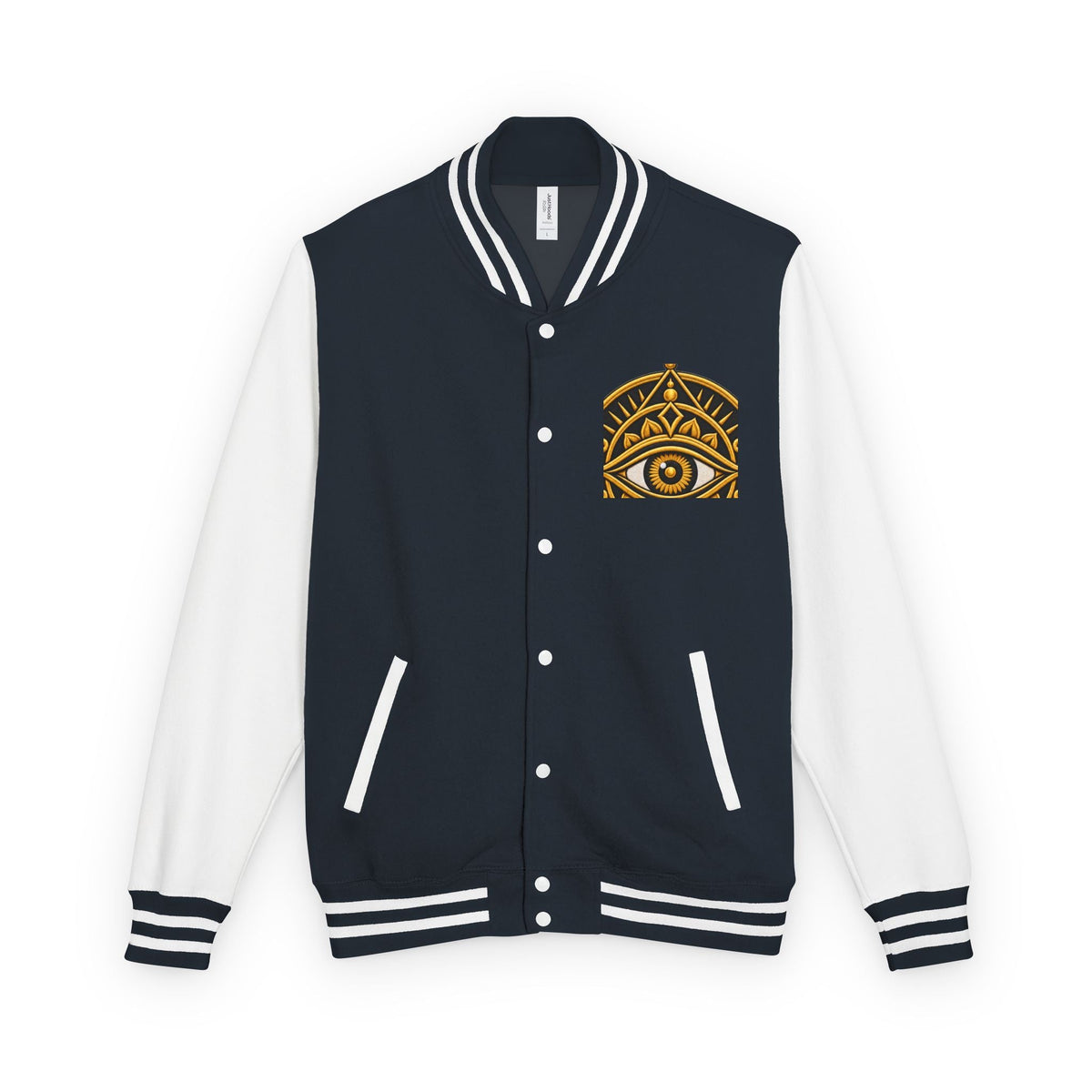 StoneYer Mystic Eye Letterman Jacket | Vintage Gold