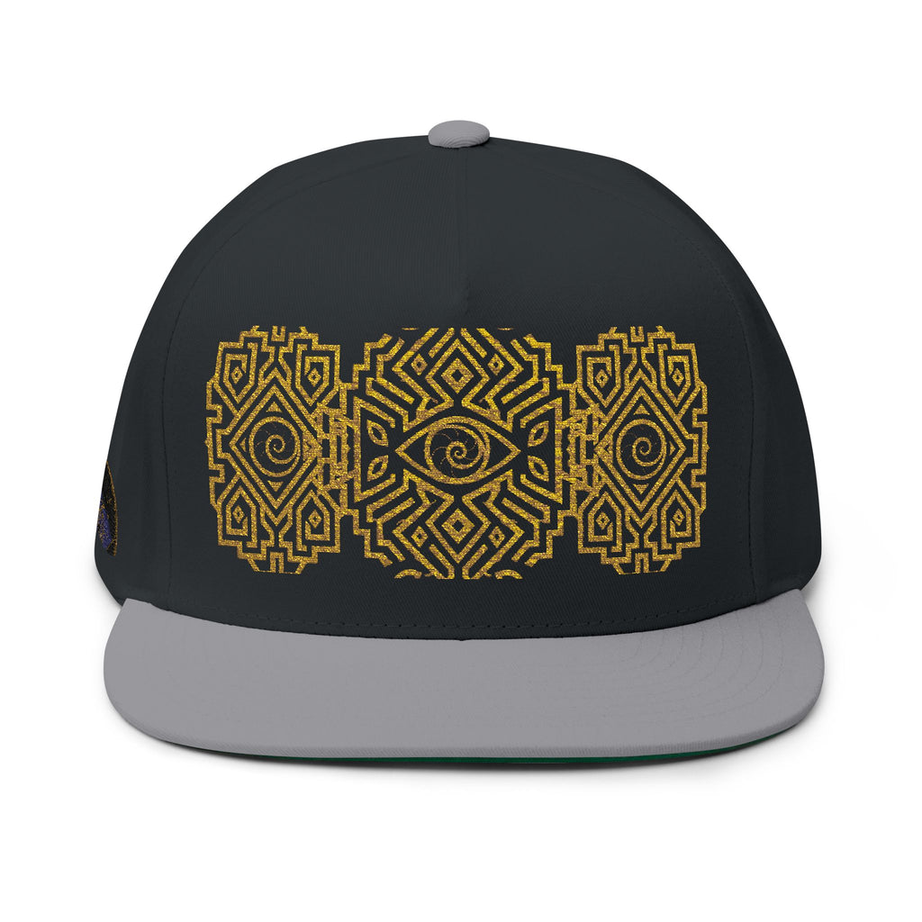 StoneYer Geometric Eye Embroidered Flat-Bill Cap