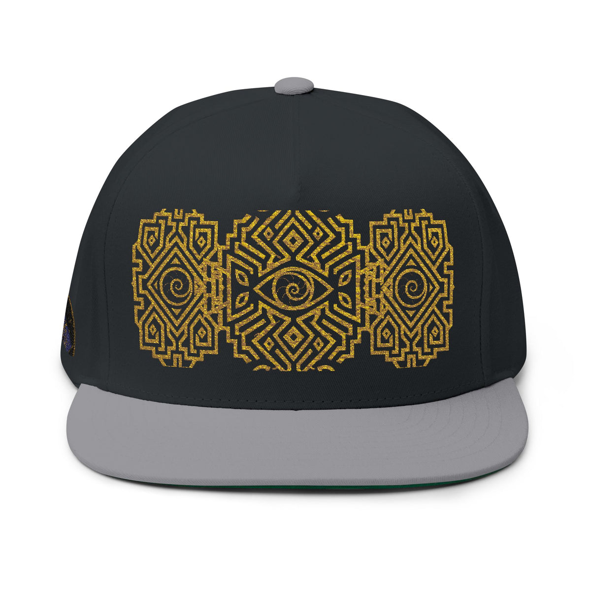 StoneYer Geometric Eye Embroidered Flat-Bill Cap