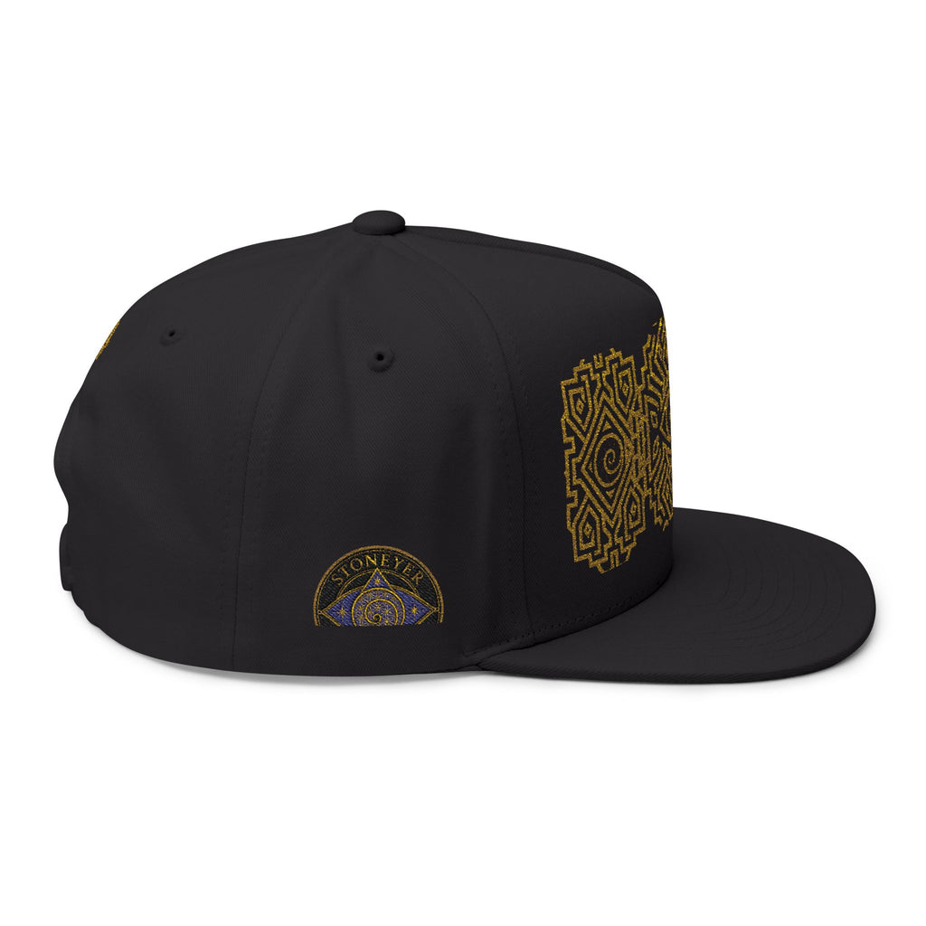 StoneYer Geometric Eye Embroidered Flat-Bill Cap