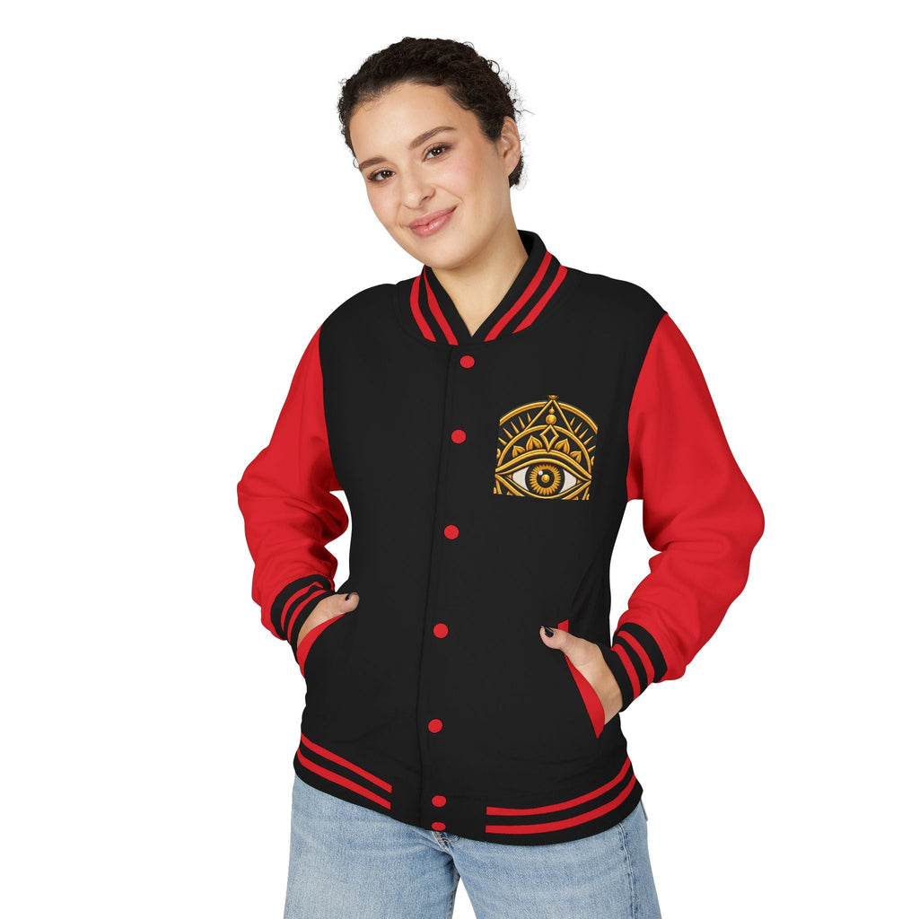 StoneYer Mystic Eye Letterman Jacket | Vintage Gold