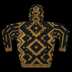 StoneYer Mesoamerican-Inspired Black & Gold Geometric Hoodie