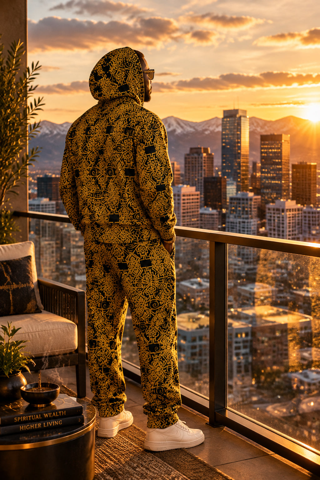 StoneYer Unity & Balance Gold Geometric Hoodie