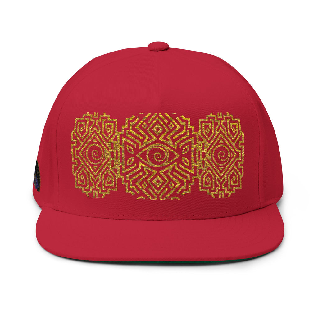 StoneYer Geometric Eye Embroidered Flat-Bill Cap