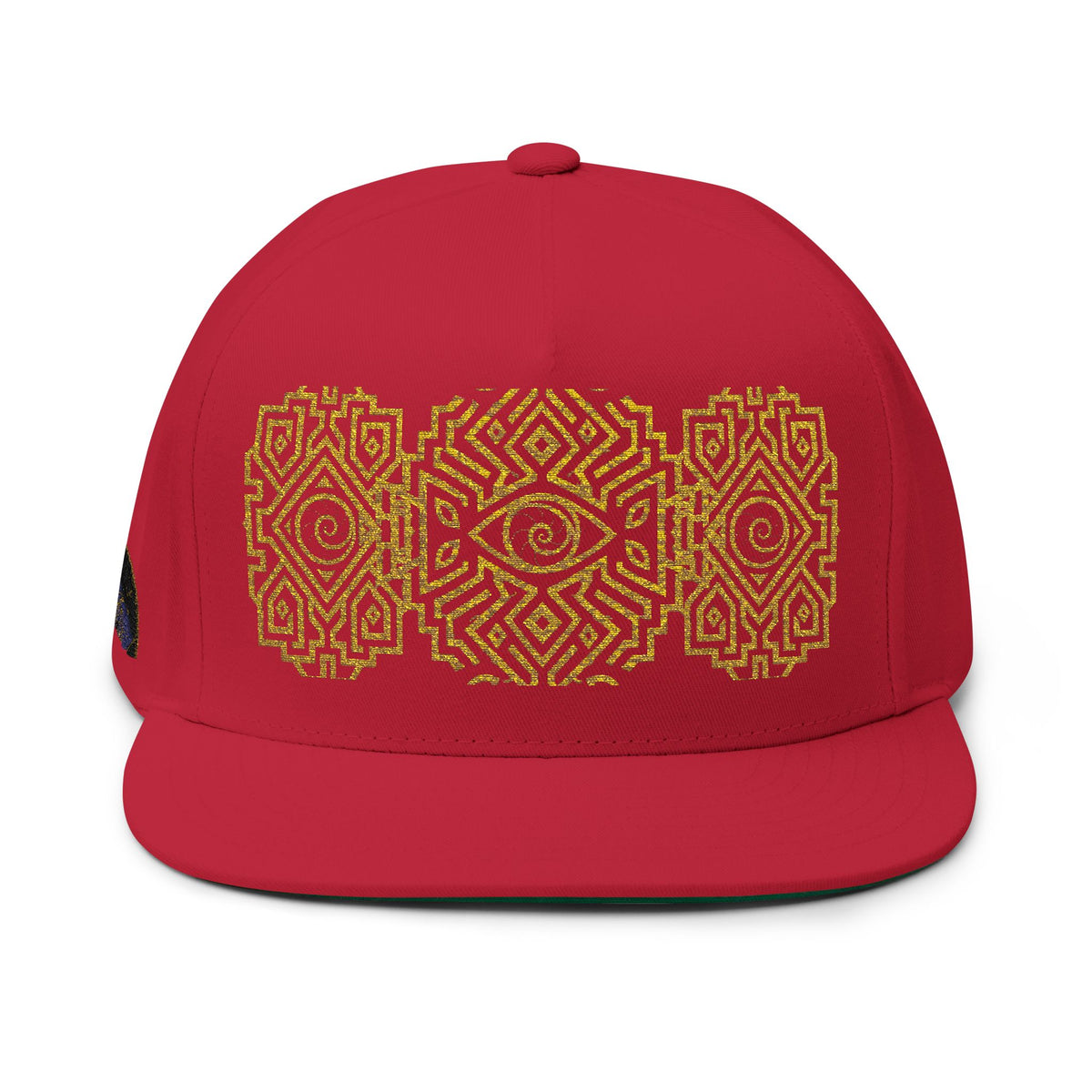 StoneYer Geometric Eye Embroidered Flat-Bill Cap
