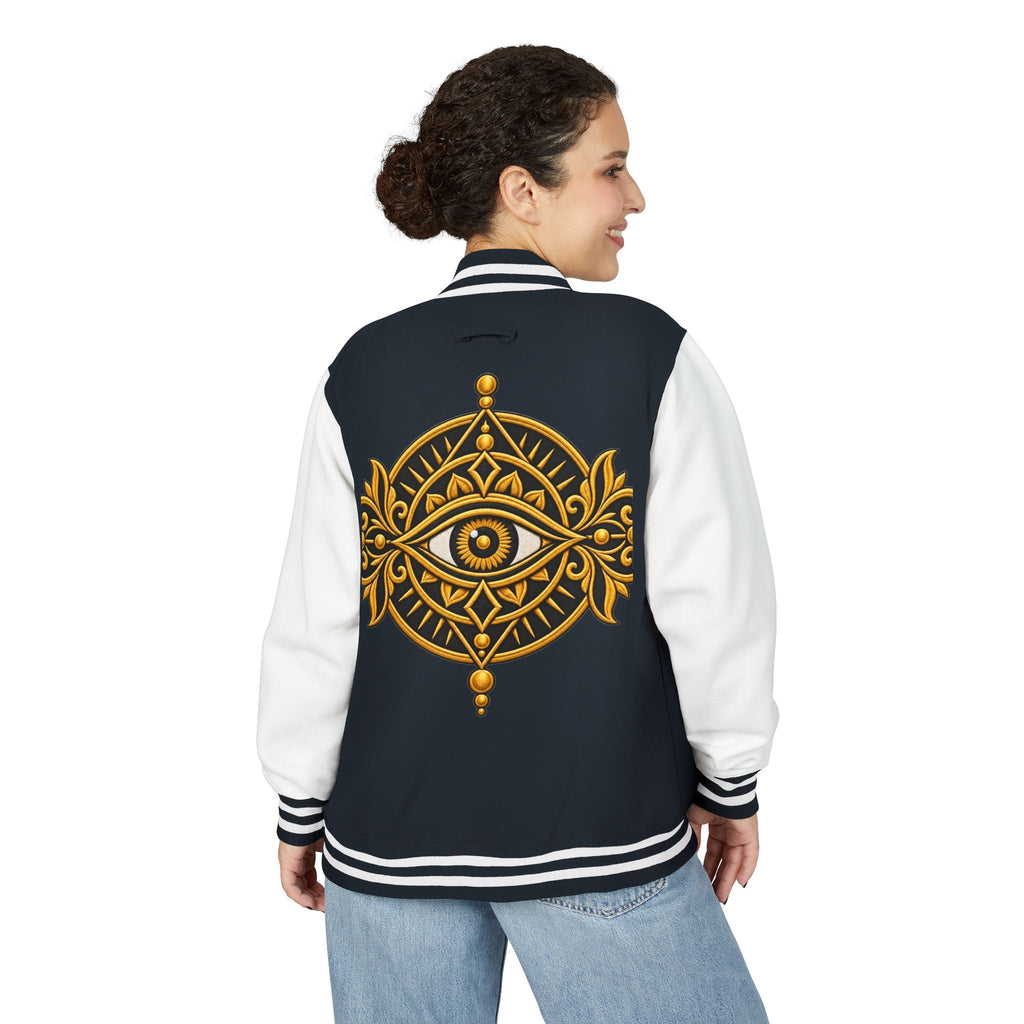 StoneYer Mystic Eye Letterman Jacket | Vintage Gold