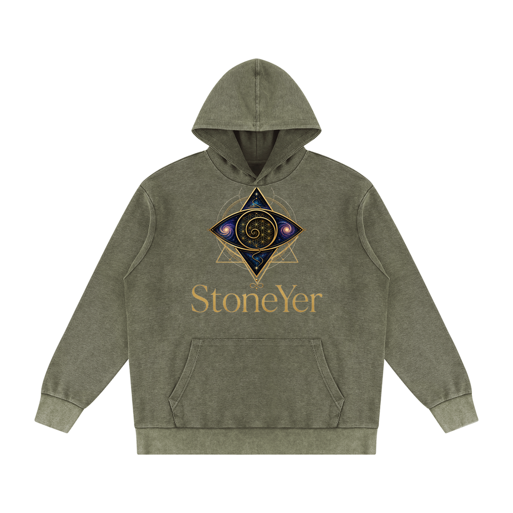 StoneYer Vintage Hood Eye Mineral-Wash Hoodie