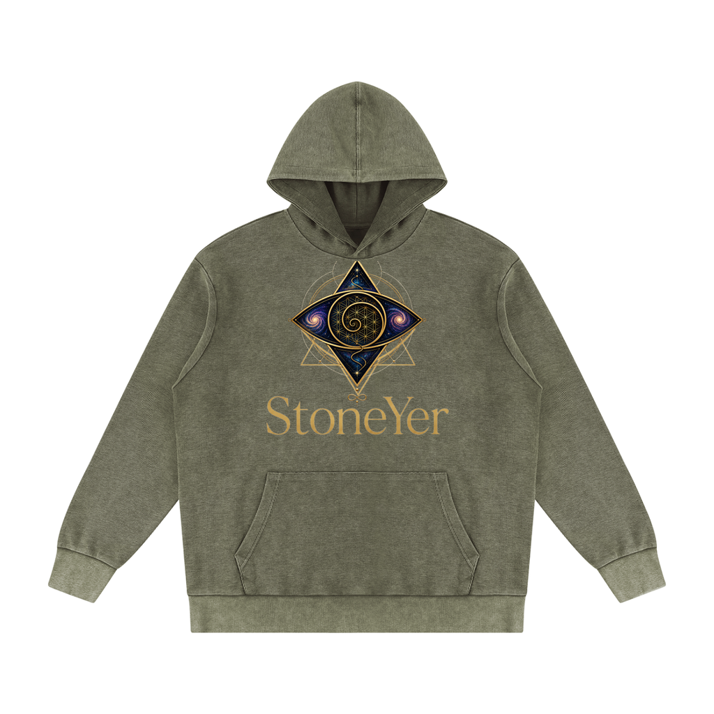StoneYer Vintage Hood Eye Mineral-Wash Hoodie