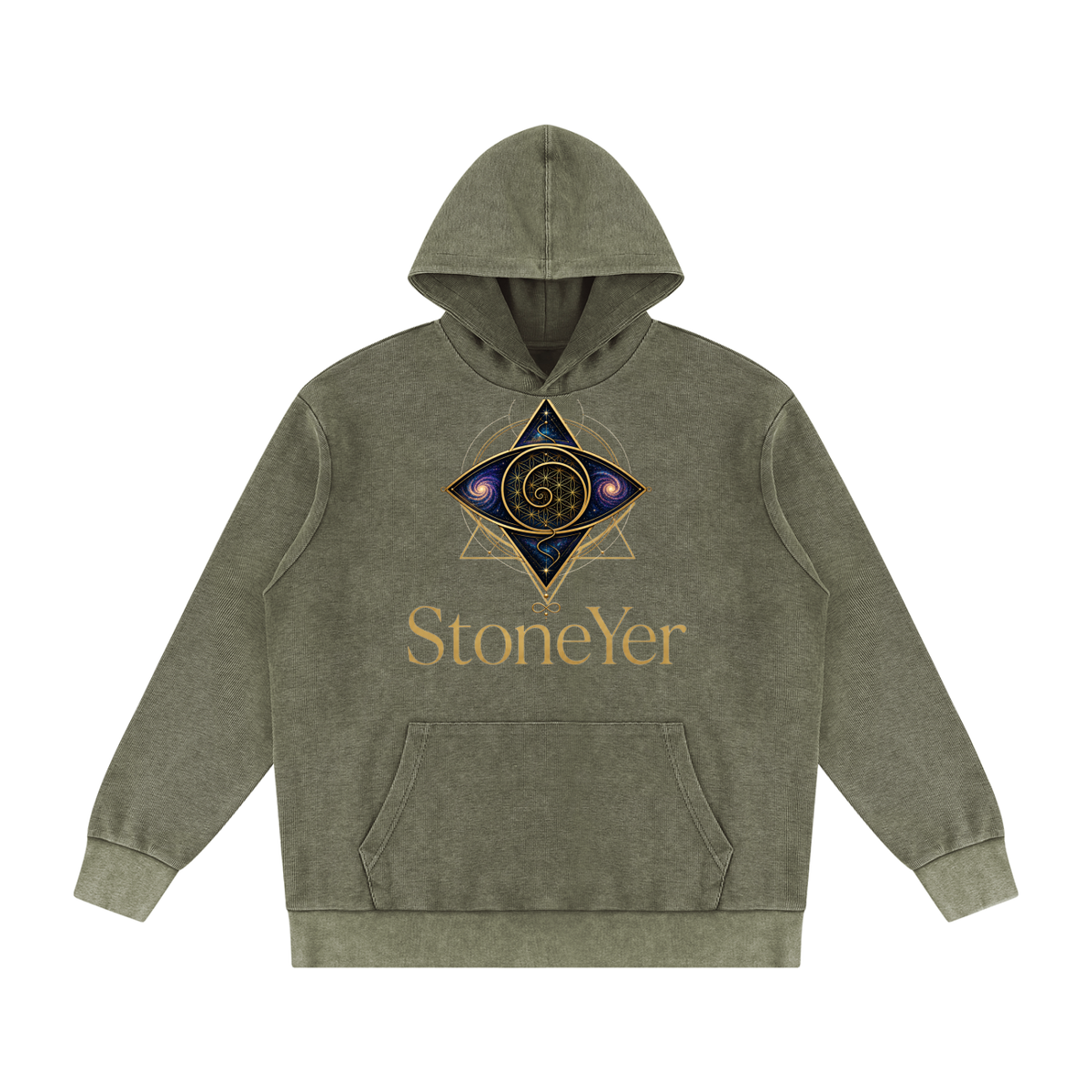 StoneYer Vintage Hood Eye Mineral-Wash Hoodie