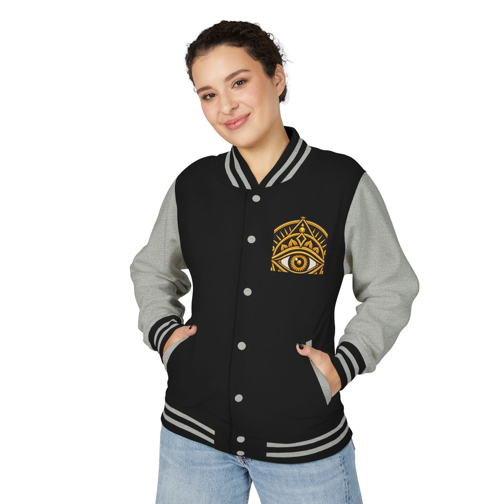 StoneYer Mystic Eye Letterman Jacket | Vintage Gold