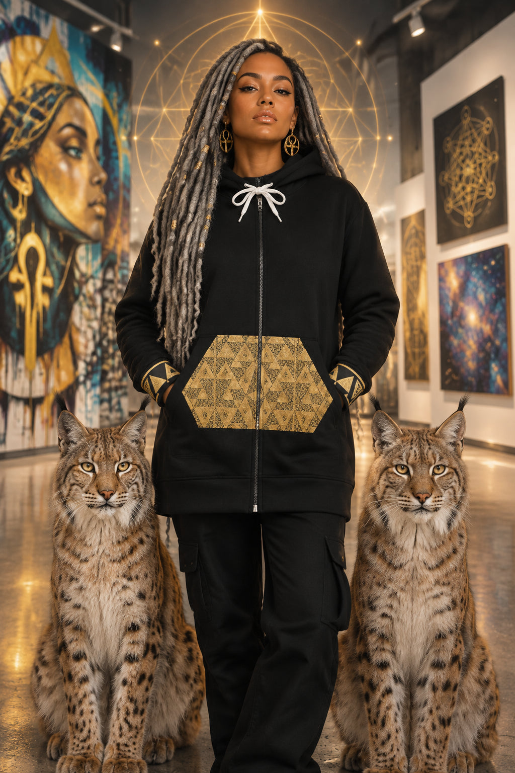 StoneYer Tree of Life Floral Geometric Hoodie Dress