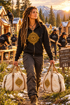 Have This hoodie on a man facing Tiny Homes  community caring  buckets of water