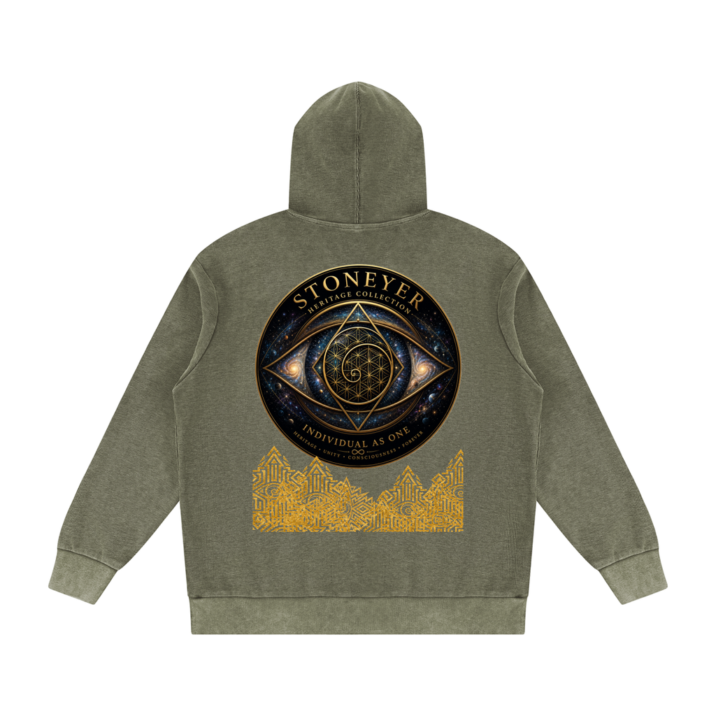 StoneYer Vintage Hood Eye Mineral-Wash Hoodie